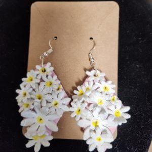 earrings HAND CRAFTED DAISY WHITE AND YELLOW